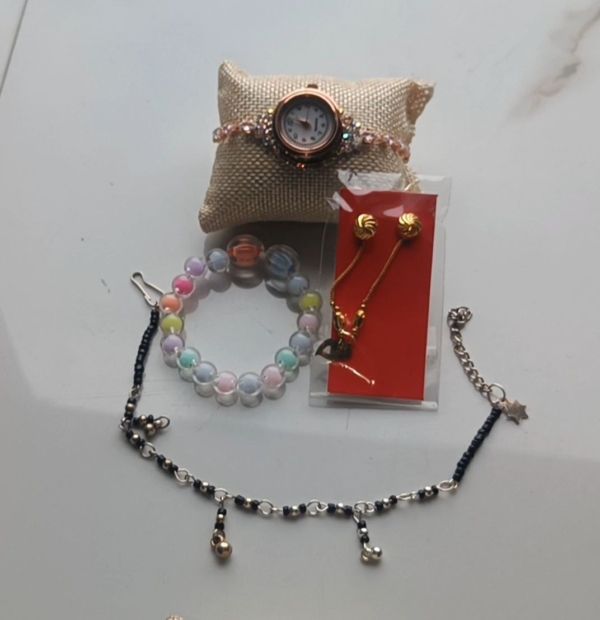 Combo 4 Piece ( Watch + Bracelet + Earrings+ Anklet )