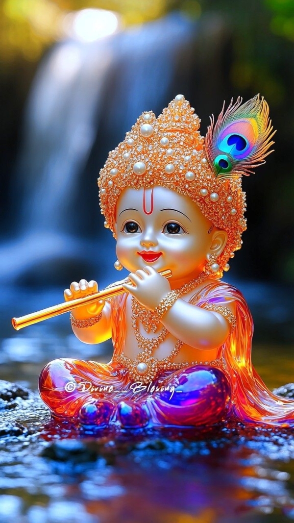 KRISHNA GOD High Glossy 300 GSM, Size A4 (8.3 x 11.7 inches approx (Only Poster)